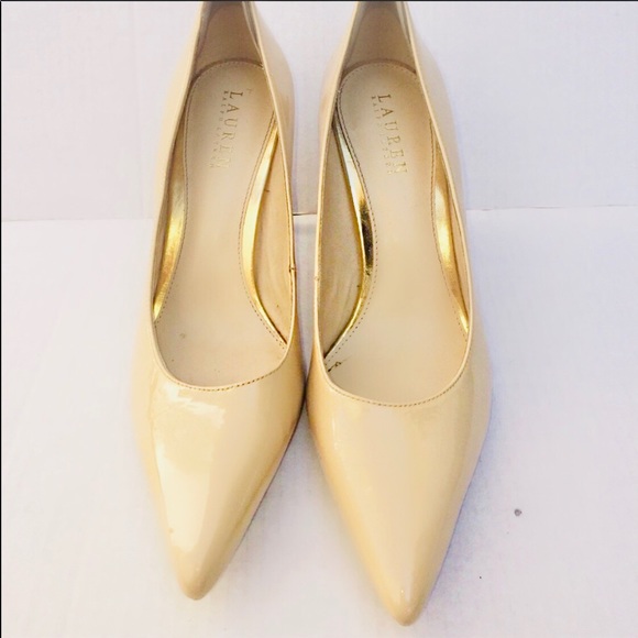 NWOT PATENT NUDE LEATHER PUMPS 4 work Ralph Lauren - Picture 2 of 4